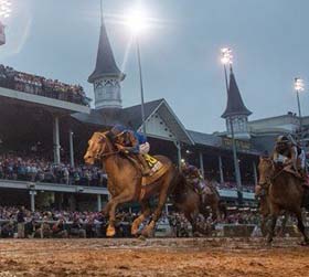Sovereignty (Junior Alvarado up) winning the Kentucky Derby on Saturday at Churchill Downs.